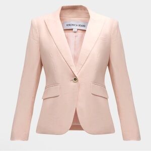Veronica Beard Cutaway Pink Linen Blend Jacket